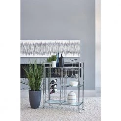 Glass Shelf Serving Cart with Casters Chrome by Coaster Home Furnishings 7 Glass Shelf Serving Cart with Casters Chrome by Coaster Home Furnishings -Coaster Home Furnishings Shop carrara marble pattern and chrome coaster home furnishings bar carts 181370 31 1000