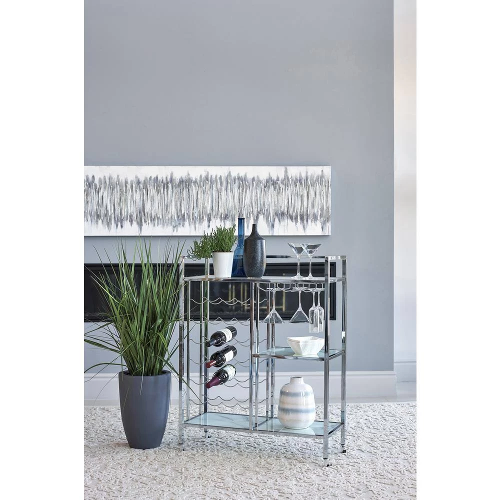 Glass Shelf Serving Cart with Casters Chrome by Coaster Home Furnishings 5 Glass Shelf Serving Cart with Casters Chrome by Coaster Home Furnishings - Image 3