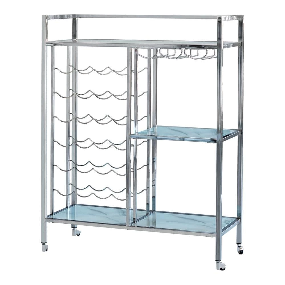 Glass Shelf Serving Cart with Casters Chrome by Coaster Home Furnishings 3 Glass Shelf Serving Cart with Casters Chrome by Coaster Home Furnishings
