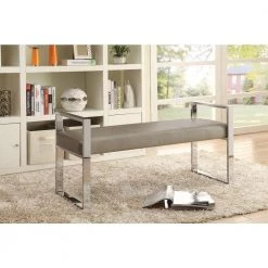 Champagne and Chrome Bench with Sled Base 23.5in x 48in x 18in by Coaster Home Furnishings 6 Champagne and Chrome Bench with Sled Base 23.5in x 48in x 18in by Coaster Home Furnishings -Coaster Home Furnishings Shop champagne and chrome coaster home furnishings dining benches 500434 31 1000