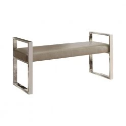 Champagne and Chrome Bench with Sled Base 23.5in x 48in x 18in by Coaster Home Furnishings
