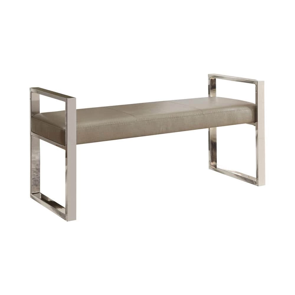 Champagne and Chrome Bench with Sled Base 23.5in x 48in x 18in by Coaster Home Furnishings 2 Champagne and Chrome Bench with Sled Base 23.5in x 48in x 18in by Coaster Home Furnishings