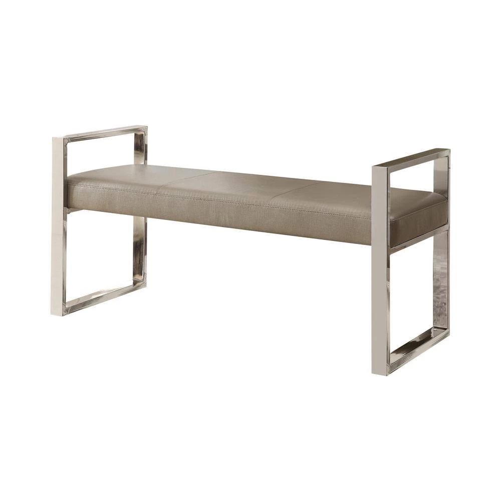 Champagne and Chrome Bench with Sled Base 23.5in x 48in x 18in by Coaster Home Furnishings 3 Champagne and Chrome Bench with Sled Base 23.5in x 48in x 18in by Coaster Home Furnishings - Image 2