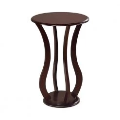 18 in. Cherry Round Wood Accent Table with Bottom Shelf by Coaster Home Furnishings