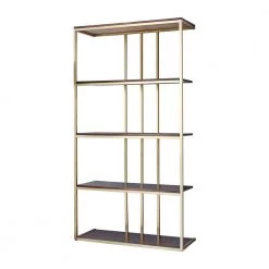67 in. Matte Brass and Cherry Oak 4-Shelf Bookcase by Coaster Home Furnishings