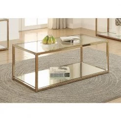 47.25 in. Chocolate Chrome Rectangle Glass Coffee Table with Mirror Shelf by Coaster Home Furnishings 9 47.25 in. Chocolate Chrome Rectangle Glass Coffee Table with Mirror Shelf by Coaster Home Furnishings -Coaster Home Furnishings Shop chocolate chrome coaster home furnishings coffee tables 705238 31 1000