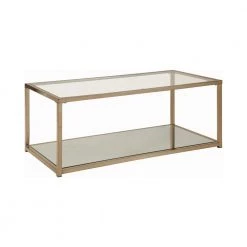 47.25 in. Chocolate Chrome Rectangle Glass Coffee Table with Mirror Shelf by Coaster Home Furnishings