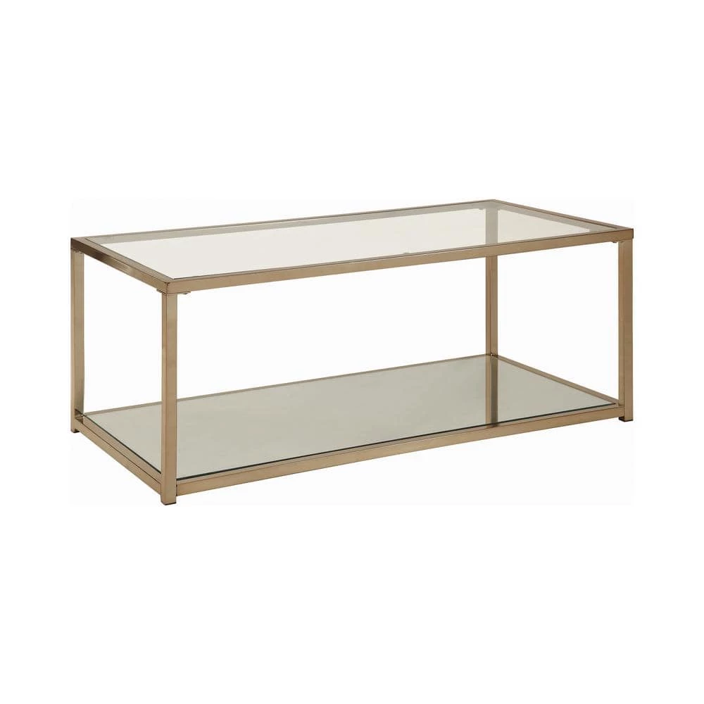 47.25 in. Chocolate Chrome Rectangle Glass Coffee Table with Mirror Shelf by Coaster Home Furnishings 3 47.25 in. Chocolate Chrome Rectangle Glass Coffee Table with Mirror Shelf by Coaster Home Furnishings