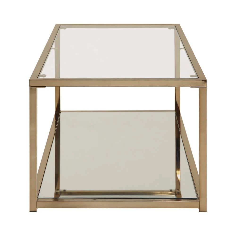 47.25 in. Chocolate Chrome Rectangle Glass Coffee Table with Mirror Shelf by Coaster Home Furnishings 4 47.25 in. Chocolate Chrome Rectangle Glass Coffee Table with Mirror Shelf by Coaster Home Furnishings - Image 2