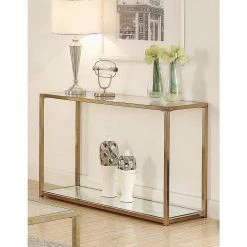 47.25 in. Chocolate Chrome Rectangle Glass Sofa Table with Mirror Shelf by Coaster Home Furnishings -Coaster Home Furnishings Shop chocolate chrome coaster home furnishings console tables 705239 31 1000