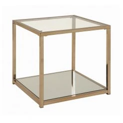 23.5 in. Chocolate Chrome Square Glass End Table with Mirror Shelf by Coaster Home Furnishings