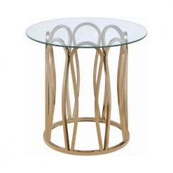 23.5 in. Chocolate Chrome Round Glass End Table with Curvaceous Base by Coaster Home Furnishings