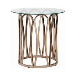 23.5 in. Chocolate Chrome Round Glass End Table with Curvaceous Base by Coaster Home Furnishings -Coaster Home Furnishings Shop chocolate chrome coaster home furnishings end side tables 708057 c3 1000