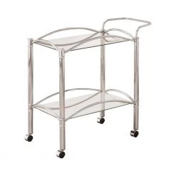 2-tier Serving Cart with Glass Top Chrome and Clear by Coaster Home Furnishings