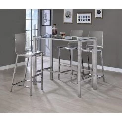42.5 in. H Rectangle Chrome Clear Glass Top Bar Table by Coaster Home Furnishings -Coaster Home Furnishings Shop chrome and clear coaster home furnishings bar tables 104873 31 1000