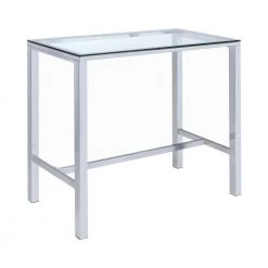 42.5 in. H Rectangle Chrome Clear Glass Top Bar Table by Coaster Home Furnishings