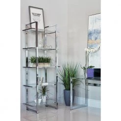 Hartford 79 in. Chrome Metal 5-Shelf Bookcase by Coaster Home Furnishings 9 Hartford 79 in. Chrome Metal 5-Shelf Bookcase by Coaster Home Furnishings -Coaster Home Furnishings Shop chrome and clear coaster home furnishings bookcases bookshelves 805538 31 1000