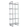 Hartford 79 in. Chrome Metal 5-Shelf Bookcase by Coaster Home Furnishings -Coaster Home Furnishings Shop chrome and clear coaster home furnishings bookcases bookshelves 805538 64 1000
