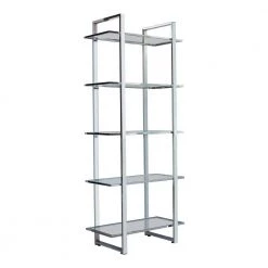 Hartford 79 in. Chrome Metal 5-Shelf Bookcase by Coaster Home Furnishings