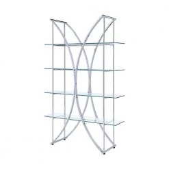 72.5 in. Chrome and Clear Metal 4-Shelf Bookcase by Coaster Home Furnishings