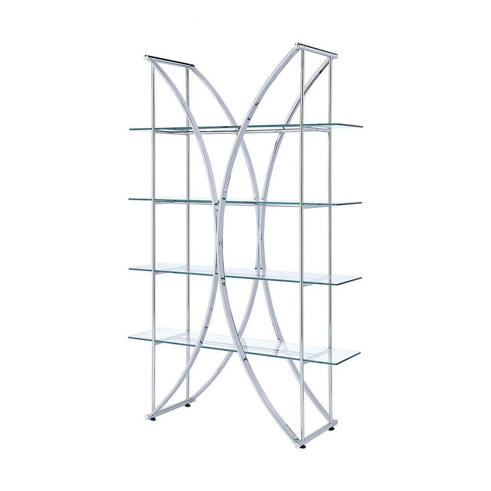 72.5 in. Chrome and Clear Metal 4-Shelf Bookcase by Coaster Home Furnishings 4 72.5 in. Chrome and Clear Metal 4-Shelf Bookcase by Coaster Home Furnishings - Image 2
