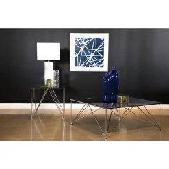 Chalet 40 in Chrome and Grey Square Tempered Glass Coffee Table by Coaster Home Furnishings 7 Chalet 40 in Chrome and Grey Square Tempered Glass Coffee Table by Coaster Home Furnishings -Coaster Home Furnishings Shop chrome and clear coaster home furnishings coffee tables 709719 31 1000