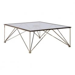 Chalet 40 in Chrome and Grey Square Tempered Glass Coffee Table by Coaster Home Furnishings