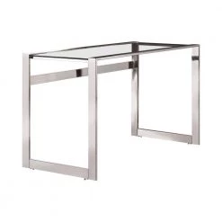 Hader 47.25 in. Rectangular Chrome Writing Desk with Glass Top by Coaster Home Furnishings -Coaster Home Furnishings Shop chrome and clear coaster home furnishings writing desks 800746 77 1000