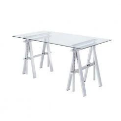 Statham 60 in. Rectangular Clear and Chrome Adjustable Writing Desk with Glass Top by Coaster Home Furnishings -Coaster Home Furnishings Shop chrome and clear coaster home furnishings writing desks 800900 c3 1000