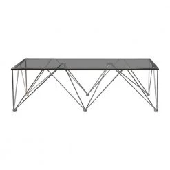 Chalet 53 in Chrome and Grey Rectangle Glass Coffee Table by Coaster Home Furnishings
