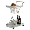 Serving Cart with 2 Frosted Glass Shelves Chrome and White by Coaster Home Furnishings -Coaster Home Furnishings Shop chrome coaster home furnishings bar carts 910002 64 1000