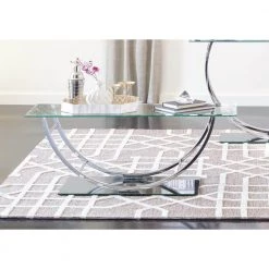 48 in. Chrome Large Rectangle Glass Coffee Table by Coaster Home Furnishings -Coaster Home Furnishings Shop chrome coaster home furnishings coffee tables 704988 31 1000