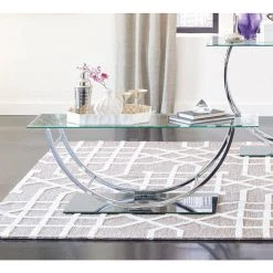 48 in. Chrome Large Rectangle Glass Coffee Table by Coaster Home Furnishings -Coaster Home Furnishings Shop chrome coaster home furnishings coffee tables 704988 c3 1000