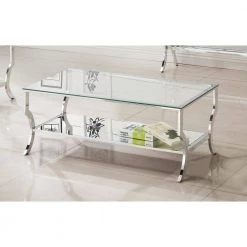 48 in. Chrome/Clear Large Rectangle Glass Coffee Table with Mirrored Shelf by Coaster Home Furnishings 9 48 in. Chrome/Clear Large Rectangle Glass Coffee Table with Mirrored Shelf by Coaster Home Furnishings -Coaster Home Furnishings Shop chrome coaster home furnishings coffee tables 720338 31 1000