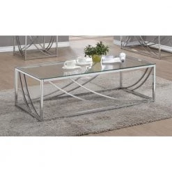 47.25 in. Chrome Rectangle Glass Coffee Table by Coaster Home Furnishings -Coaster Home Furnishings Shop chrome coaster home furnishings coffee tables 720498 31 1000