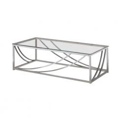 47.25 in. Chrome Rectangle Glass Coffee Table by Coaster Home Furnishings -Coaster Home Furnishings Shop chrome coaster home furnishings coffee tables 720498 e1 1000
