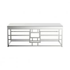 47.5 in. Chrome Rectangle Glass Coffee Table with Geometric Frame by Coaster Home Furnishings -Coaster Home Furnishings Shop chrome coaster home furnishings coffee tables 723078 c3 1000