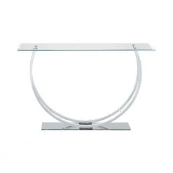 48 in. Chrome Rectangle Glass Sofa Table with U-Shaped Base by Coaster Home Furnishings -Coaster Home Furnishings Shop chrome coaster home furnishings console tables 704989 c3 1000