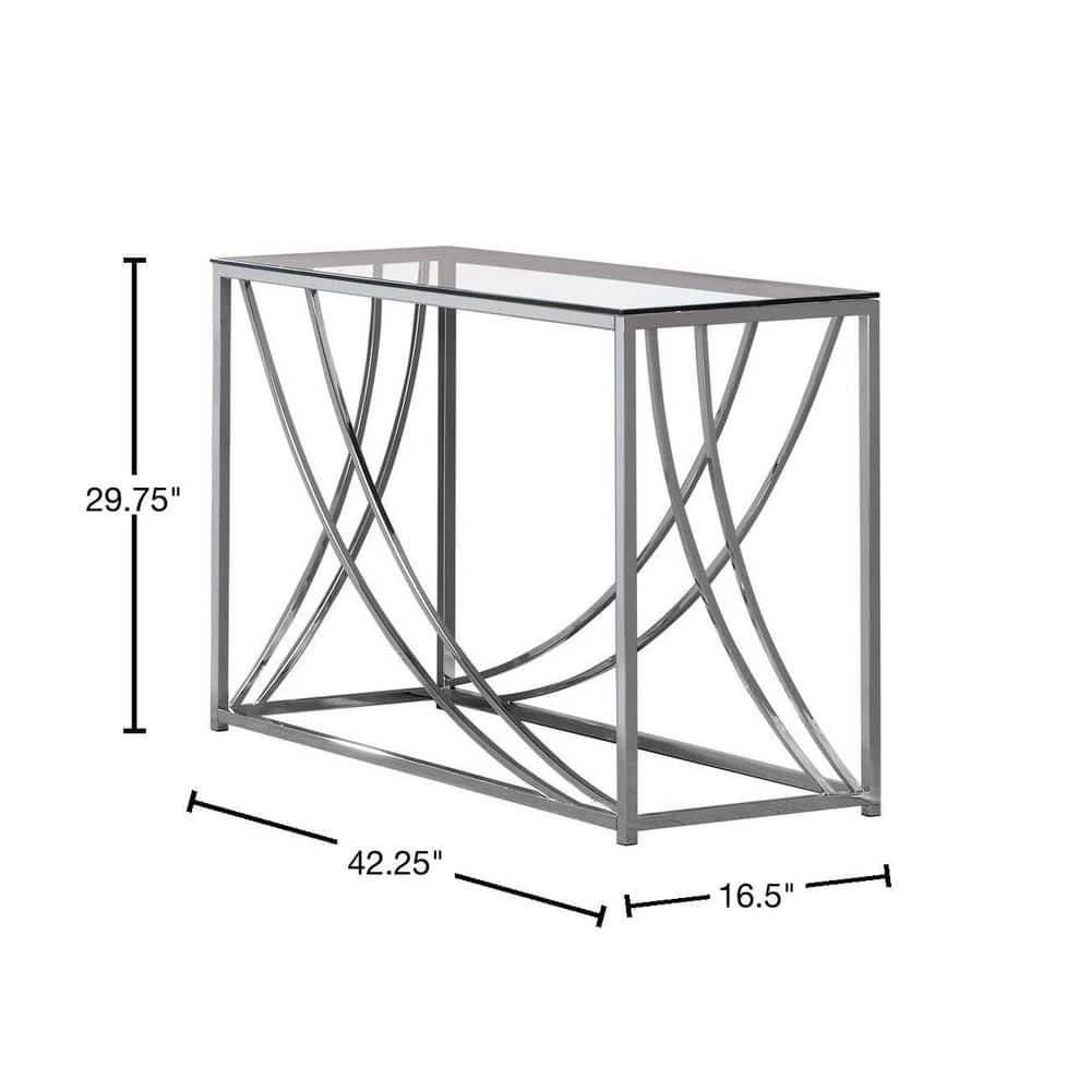 42.25 in. Chrome Rectangle Glass Sofa Table by Coaster Home Furnishings 5 42.25 in. Chrome Rectangle Glass Sofa Table by Coaster Home Furnishings - Image 3