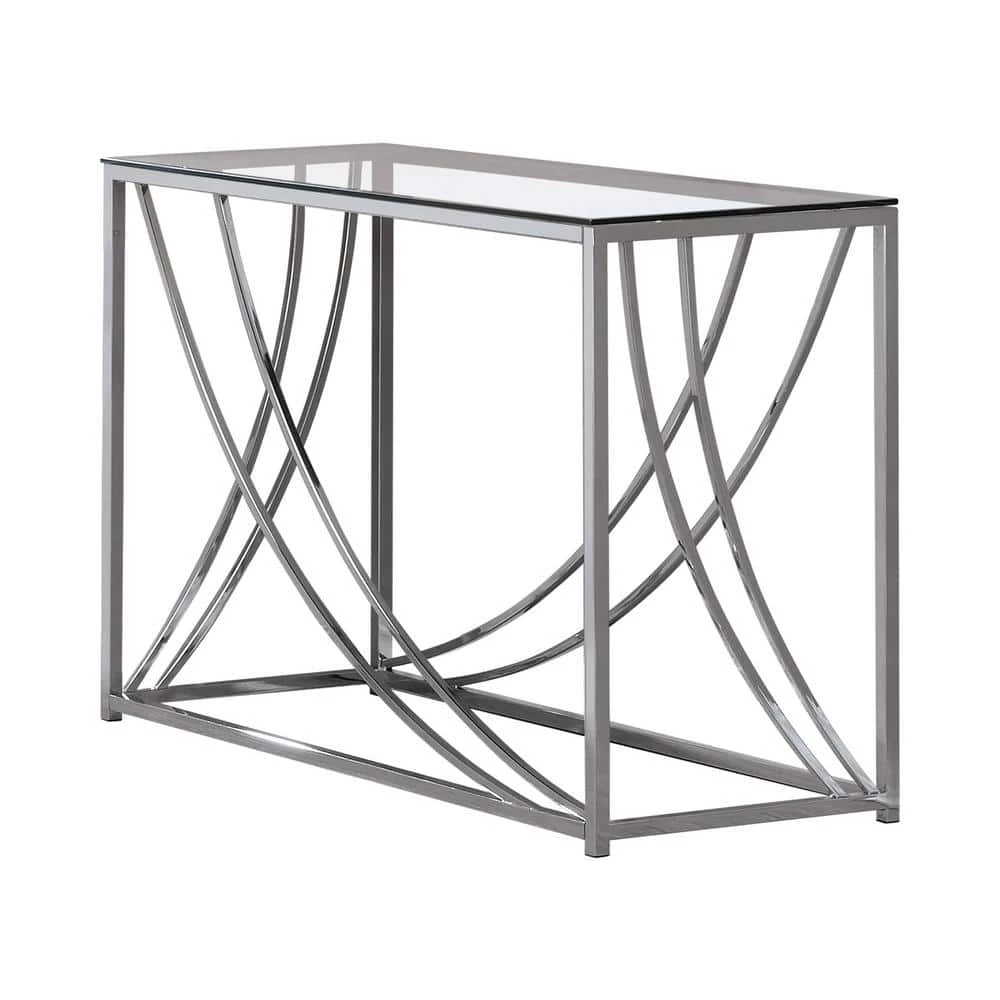 42.25 in. Chrome Rectangle Glass Sofa Table by Coaster Home Furnishings 4 42.25 in. Chrome Rectangle Glass Sofa Table by Coaster Home Furnishings - Image 2