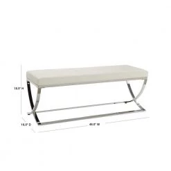 Man-Made Leather Bench with Metal Base White and Chrome by Coaster Home Furnishings -Coaster Home Furnishings Shop chrome coaster home furnishings dining benches 501157 40 1000