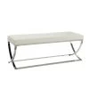 Man-Made Leather Bench with Metal Base White and Chrome by Coaster Home Furnishings -Coaster Home Furnishings Shop chrome coaster home furnishings dining benches 501157 64 1000