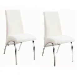Ophelia Dining Chairs White and Chrome (Set of 2) by Coaster Home Furnishings