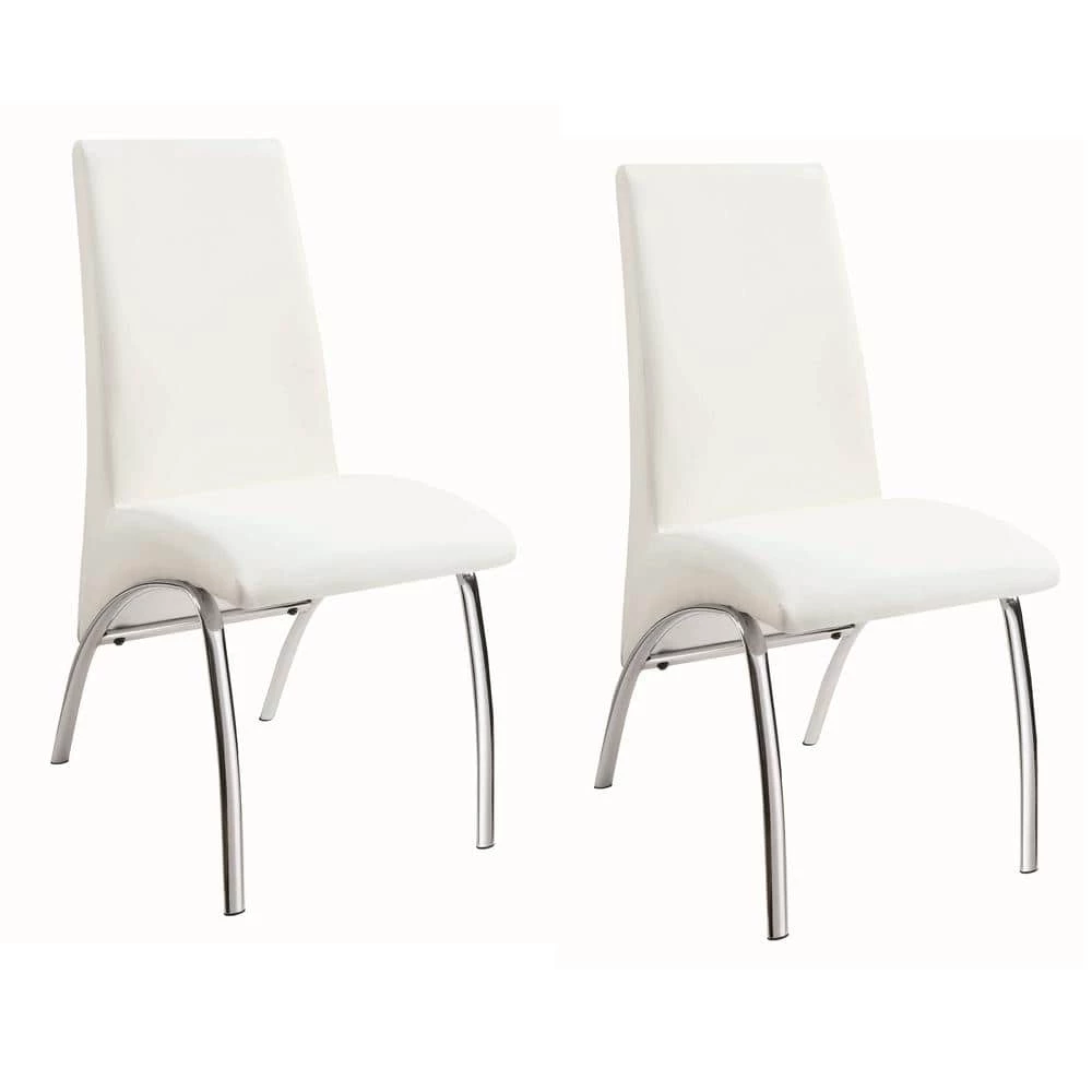 Ophelia Dining Chairs White and Chrome (Set of 2) by Coaster Home Furnishings 3 Ophelia Dining Chairs White and Chrome (Set of 2) by Coaster Home Furnishings