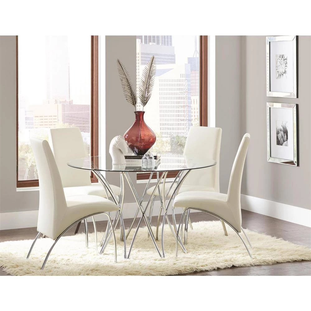 Ophelia Dining Chairs White and Chrome (Set of 2) by Coaster Home Furnishings 5 Ophelia Dining Chairs White and Chrome (Set of 2) by Coaster Home Furnishings - Image 3