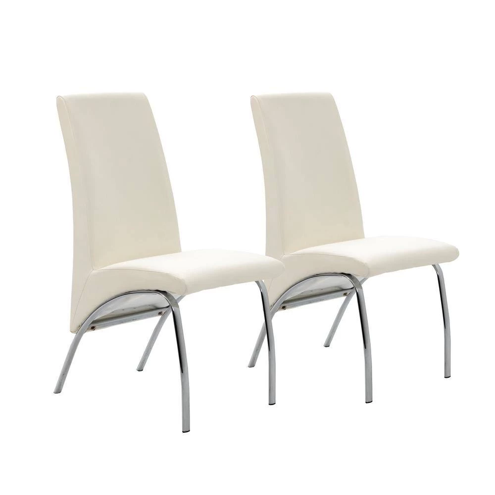 Ophelia Dining Chairs White and Chrome (Set of 2) by Coaster Home Furnishings 4 Ophelia Dining Chairs White and Chrome (Set of 2) by Coaster Home Furnishings - Image 2