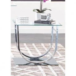 U-shaped End Table Chrome by Coaster Home Furnishings -Coaster Home Furnishings Shop chrome coaster home furnishings end side tables 704987 31 1000