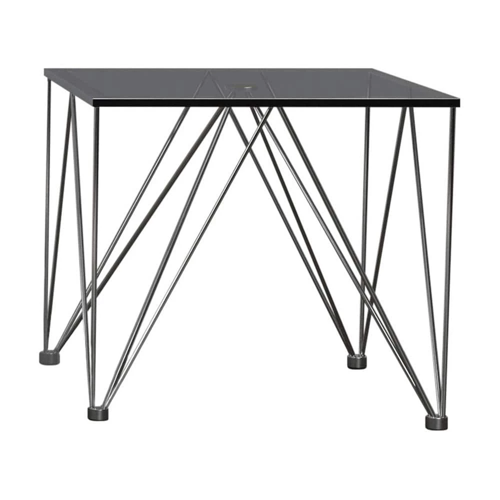 Chalet 23.5 in. Chrome and Grey Square Glass End Table by Coaster Home Furnishings 3 Chalet 23.5 in. Chrome and Grey Square Glass End Table by Coaster Home Furnishings