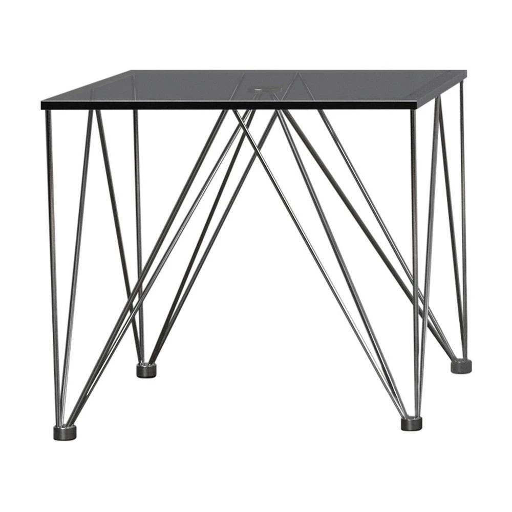 Chalet 23.5 in. Chrome and Grey Square Glass End Table by Coaster Home Furnishings 4 Chalet 23.5 in. Chrome and Grey Square Glass End Table by Coaster Home Furnishings - Image 2