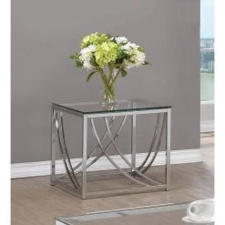 19.75 in. Chrome Square Glass End Table by Coaster Home Furnishings -Coaster Home Furnishings Shop chrome coaster home furnishings end side tables 720497 31 1000